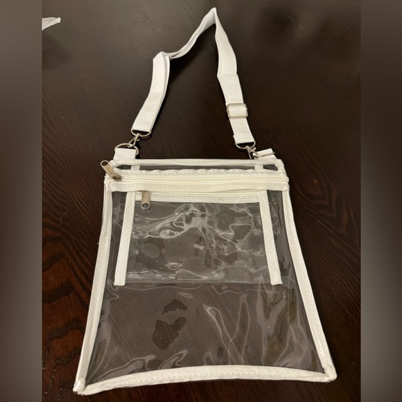 Clear Crossbody Bag with Zipper Inside Pocket Stadium Approved Transparent White - Picture 2 of 15